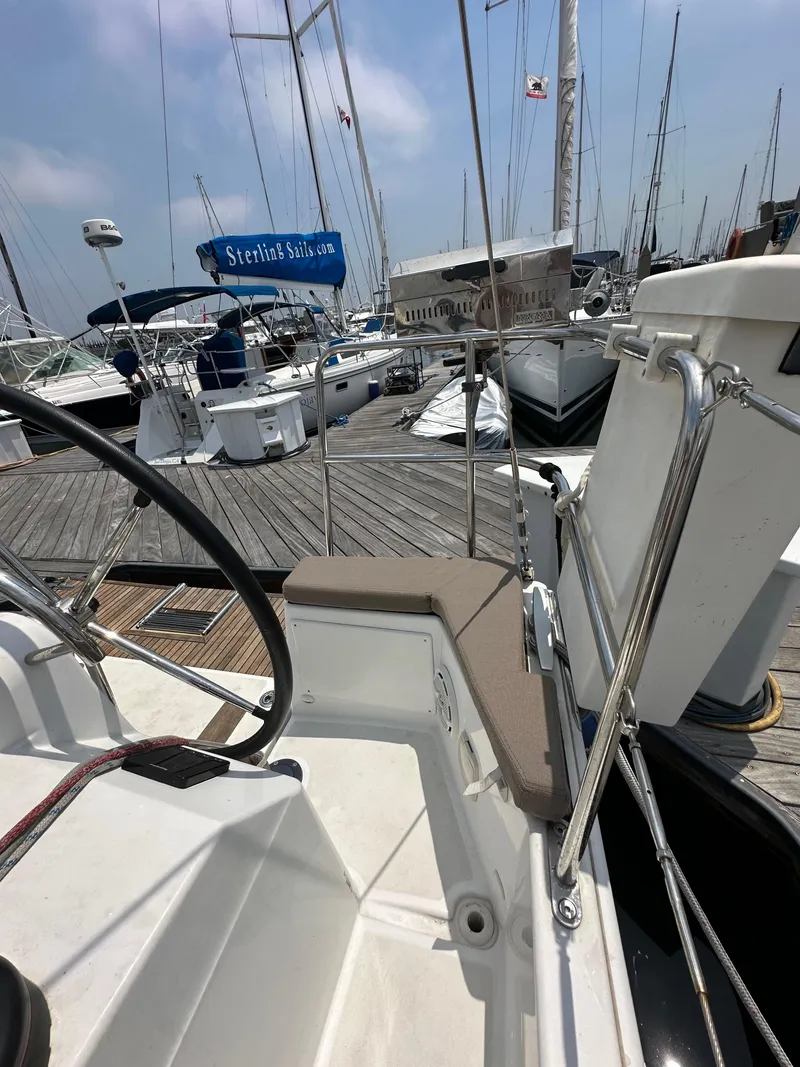 Slide: The Image of Jeanneau Sun Odyssey 410 sailboat docked at marina, 2020 model. - 44