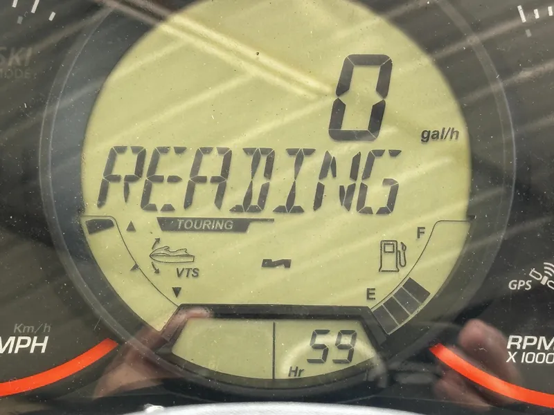 Slide: The Image of Sea-Doo GTX 230 2018 dashboard display showing fuel gauge and digital readout. - 8