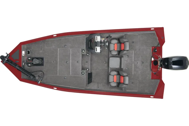Slide: The Image of 2025 Tracker Pro Team 195 Tournament Edition boat interior with seating and steering console. - 5