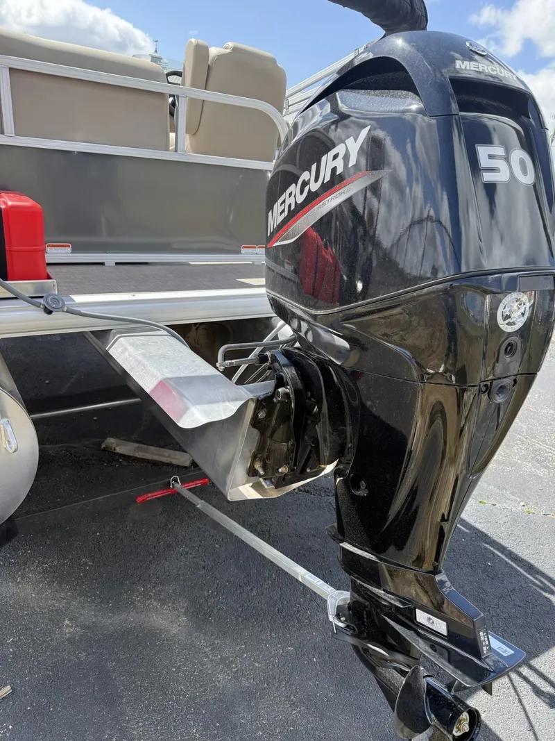 Slide: The Image of 2025 Sun Tracker Party Barge 16 DLX with Mercury 50 outboard motor. - 3