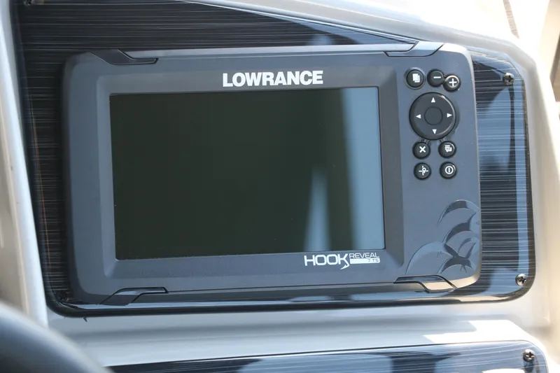 Slide: The Image of Lowrance Hook Reveal fish finder on 2025 Sylvan Mirage X3 Party Fish boat dashboard. - 37