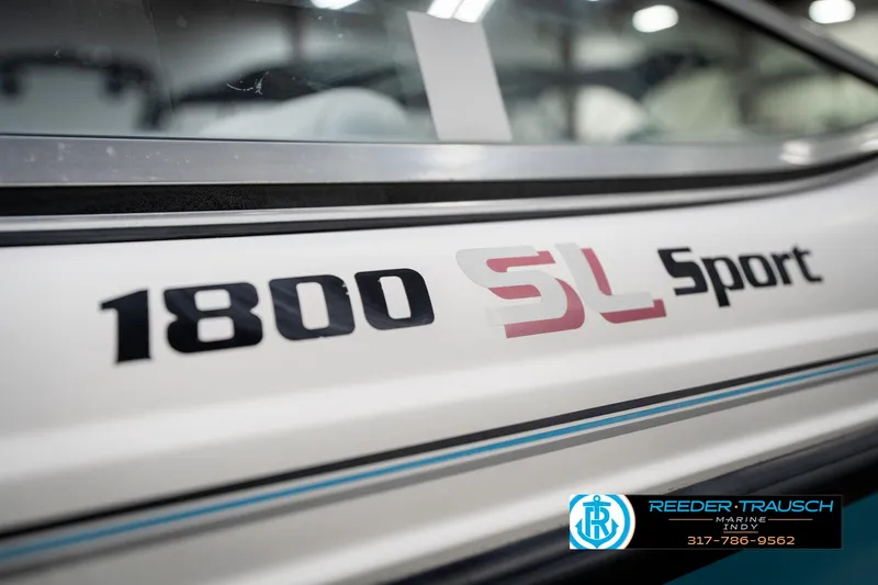 Slide: The Image of Chaparral 1800 SL Sport boat, 1991 model, close-up of branding and logo. - 45