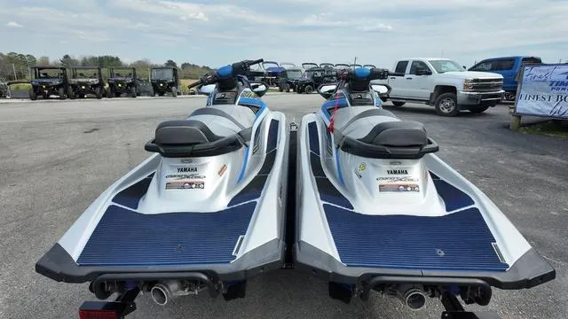 Slide: The Image of Two 2020 Yamaha Waverunner VX Cruiser jet skis parked on asphalt. - 8