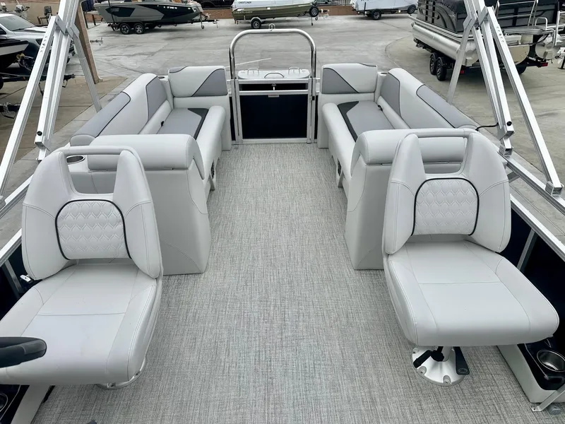 Slide: The Image of 2025 Avalon 23' Venture Quad Lounger with luxurious seating and modern design. - 4