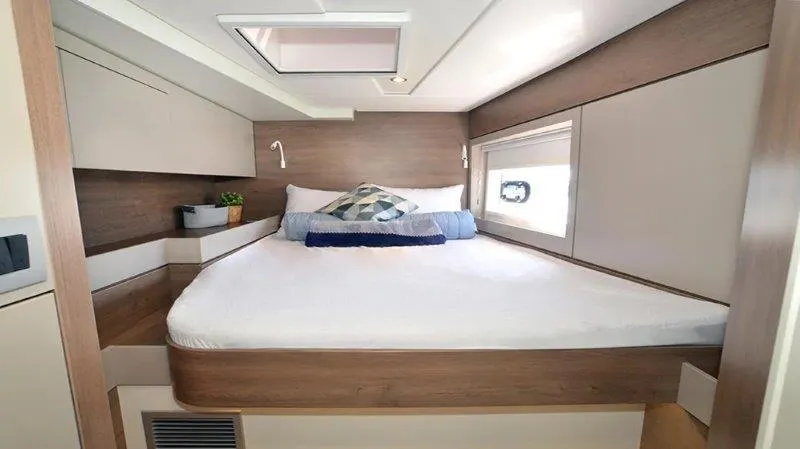 Slide: The Image of Luxurious bedroom interior of 2022 Bali 4.6 yacht with modern design and cozy bedding. - 7