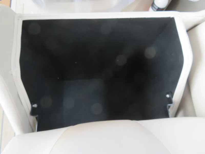 Slide: The Image of Interior storage compartment of 2025 Avalon LSZ Quad Lounger, featuring spacious black lining. - 22