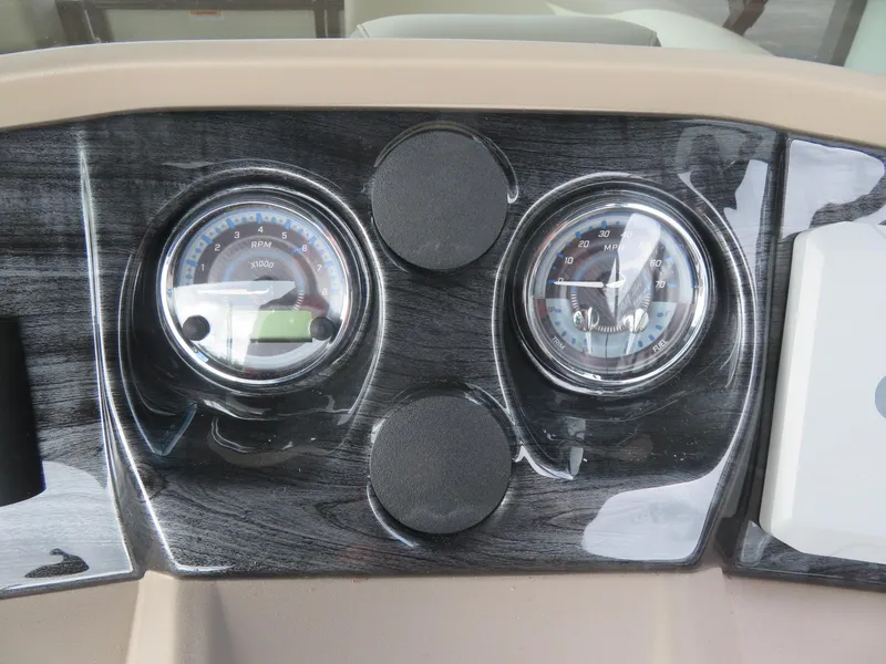 Slide: The Image of Dashboard of 2025 Avalon LSZ Quad Lounger with dual gauges and sleek design. - 43