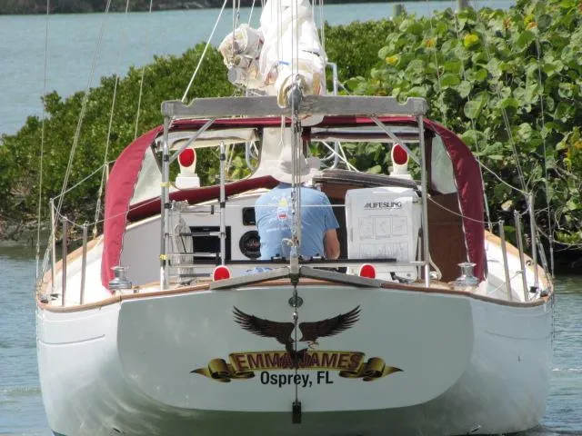 Slide: The Image of 1974 Custom Lazy Jack 32 sailboat named "Emma James" docked in Osprey, Florida. - 2