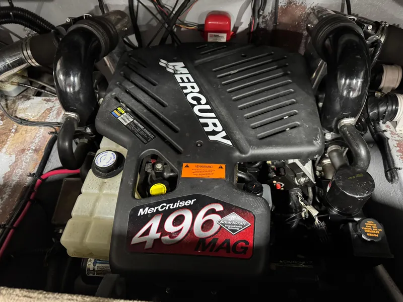 Slide: The Image of MerCruiser 496 MAG engine in 2003 Crownline 280 BR boat. - 16