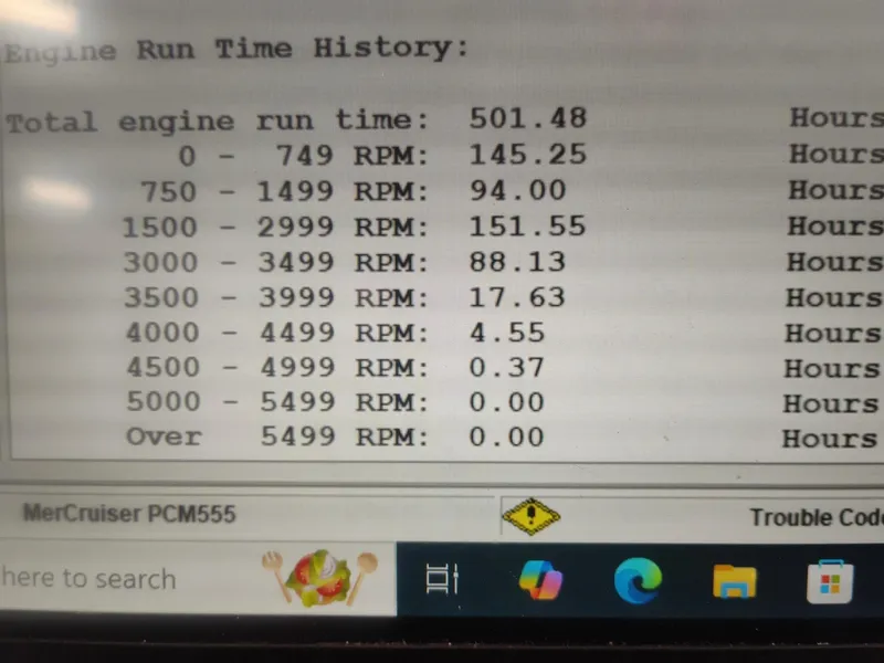 Slide: The Image of Engine run time history display for 2003 Crownline 280 BR boat. - 17