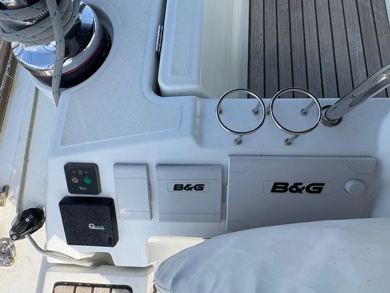 Slide: The Image of Cockpit controls of 2018 Beneteau Oceanis 45 sailboat with B&G equipment. - 9
