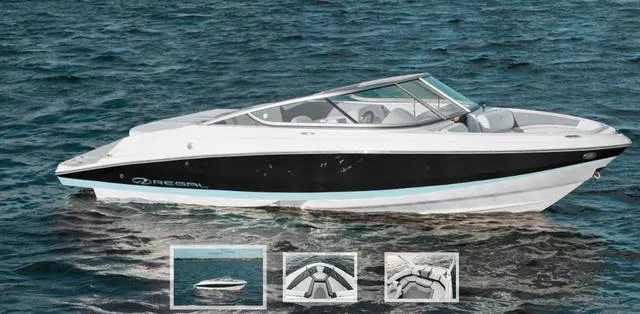 Slide: The Image of 2025 Regal 2000 ES boat cruising on open water, showcasing sleek design and modern features. - 1