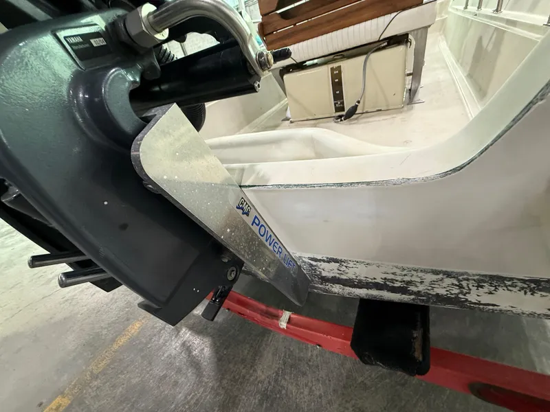 Slide: The Image of 1974 Boston Whaler 17 Montauk boat with PowerTech propeller, close-up view. - 19