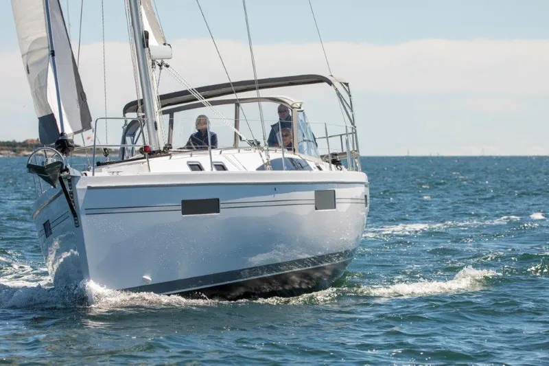 Slide: The Image of Sailing yacht Catalina 426, 2026 model, cruising on open water. - 5