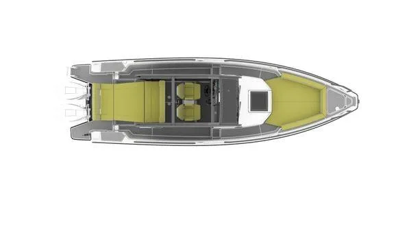 Slide: The Image of 2024 XO Boats DFNDR 9 top view, showcasing sleek design and spacious layout. - 11