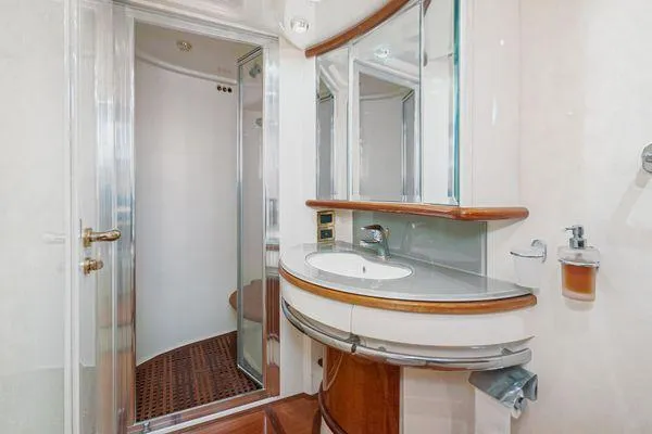 Slide: The Image of Luxurious bathroom on 2007 Azimut 62 yacht with modern fixtures and elegant design. - 41