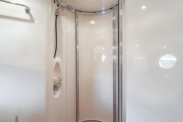 Slide: The Image of Shower area in 2007 Azimut 62 yacht, featuring sleek design and modern fixtures. - 48