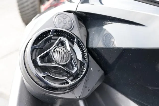 Slide: The Image of Close-up of 2022 Sea-Doo GTX 230 speaker system, showcasing modern design and technology. - 4