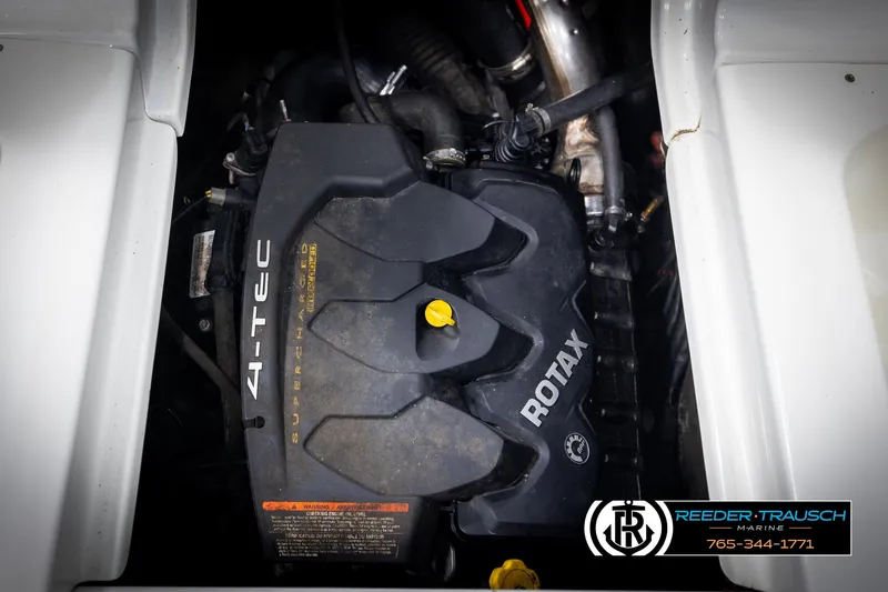 Slide: The Image of 2007 Sea-Doo 180 Challenger engine compartment featuring a Rotax 4-TEC engine. - 43