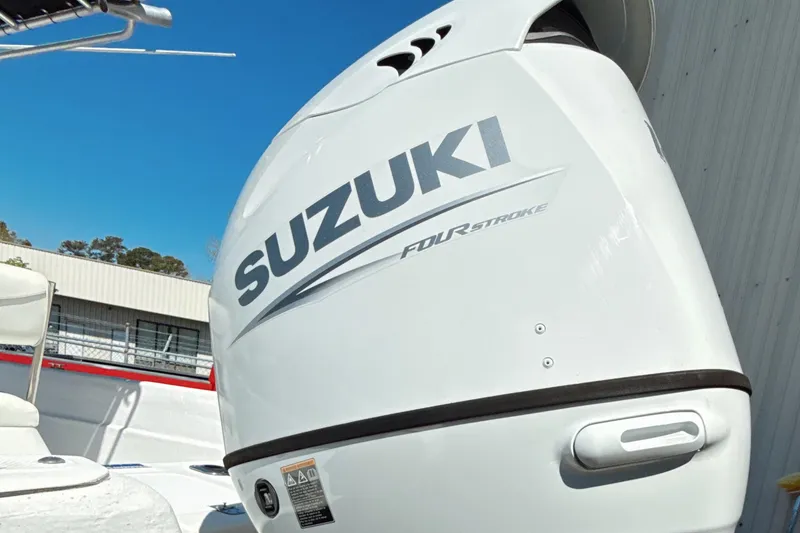 Slide: The Image of Suzuki Four Stroke engine on a 2008 Carolina Skiff 238 DLV boat. - 5