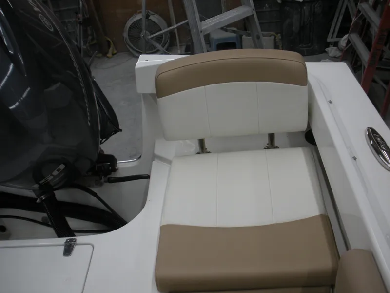 Slide: The Image of 2017 Parker 2100 Special Edition boat seat with beige and white upholstery. - 14
