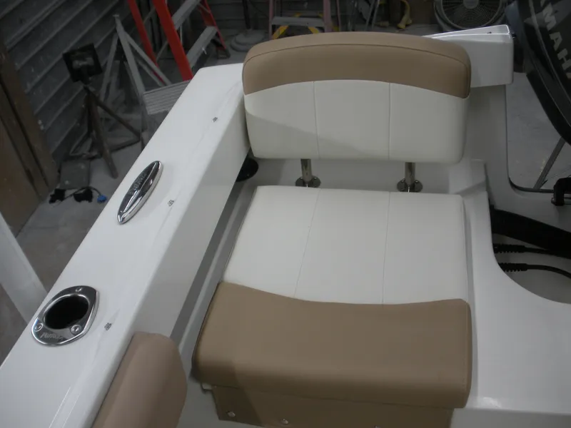 Slide: The Image of 2017 Parker 2100 Special Edition boat seat with beige and white upholstery. - 15