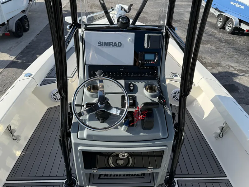Slide: The Image of 2020 Pathfinder 2200 Tournament boat console with Simrad navigation system. - 5