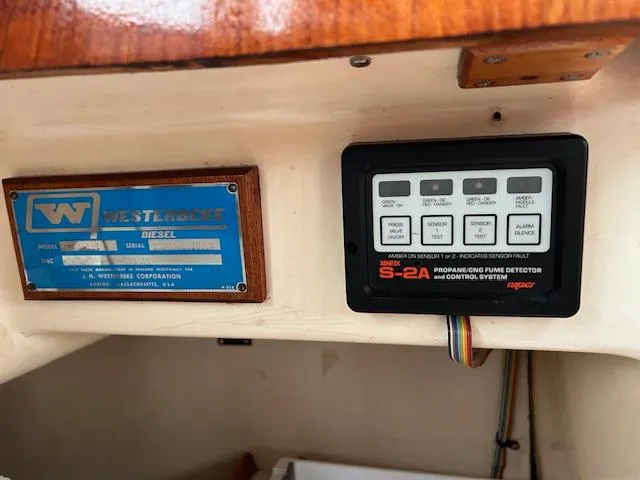 Slide: The Image of Control panel and identification plate in a 1972 Bristol 40 boat interior. - 39