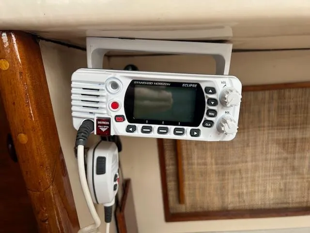 Slide: The Image of Standard Horizon Eclipse marine radio in a 1972 Bristol 40 boat interior. - 40