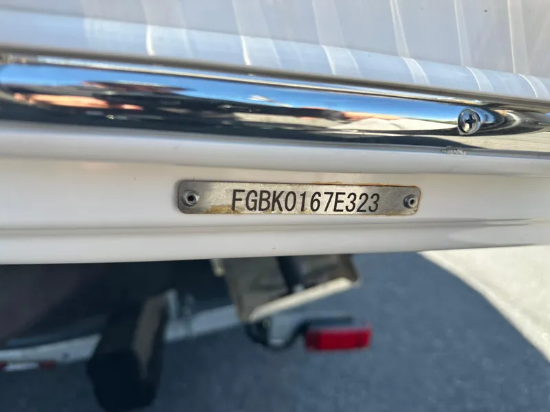 Slide: The Image of 2023 Chaparral 270 OSX boat identification plate with serial number FGBK0167E323. - 47