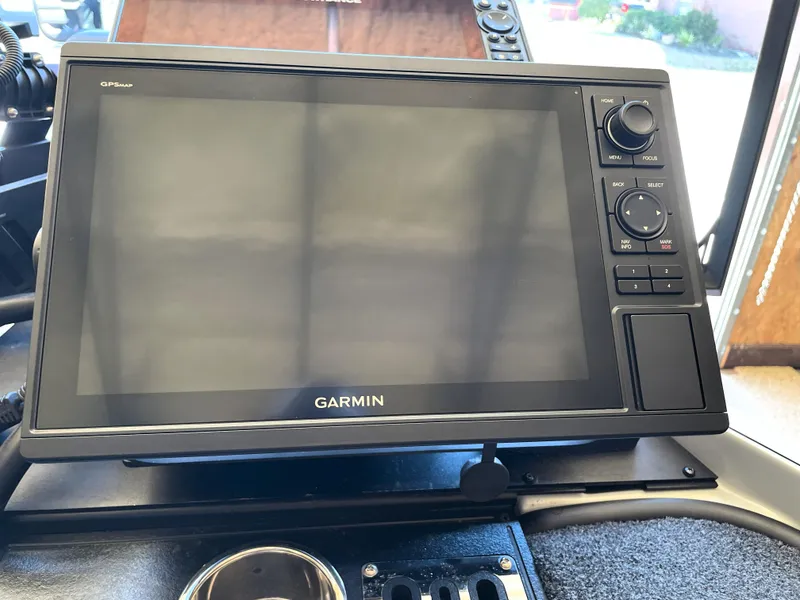 Slide: The Image of Garmin display on 2023 Ranger Z520R 55th Anniversary Limited Edition boat dashboard. - 24