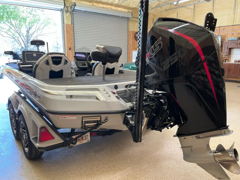 Slide: The Image of 2023 Ranger Z520R 55th Anniversary Limited Edition boat in a garage setting. - 4