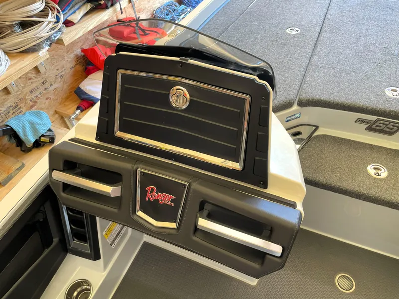 Slide: The Image of 2023 Ranger Z520R 55th Anniversary Limited Edition boat dashboard with storage compartment. - 43