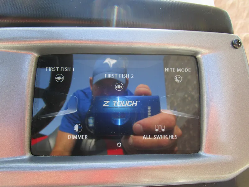 Slide: The Image of Touchscreen display on 2025 Nitro Z20 XL Pro boat, showing fishing and night mode options. - 17