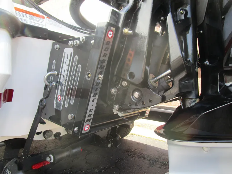 Slide: The Image of Close-up of 2025 Nitro Z20 XL Pro boat engine mount and hydraulic system. - 25