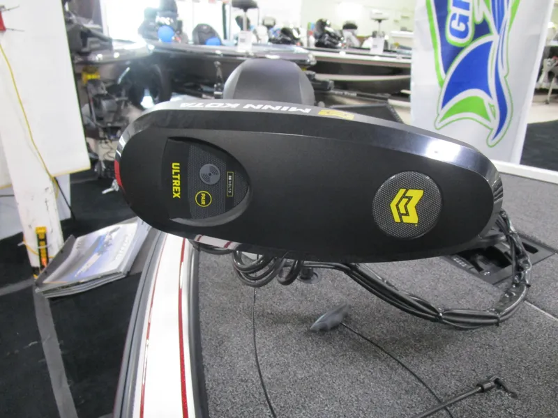 Slide: The Image of 2025 Nitro Z20 boat with Minn Kota Ultrex trolling motor in showroom. - 9