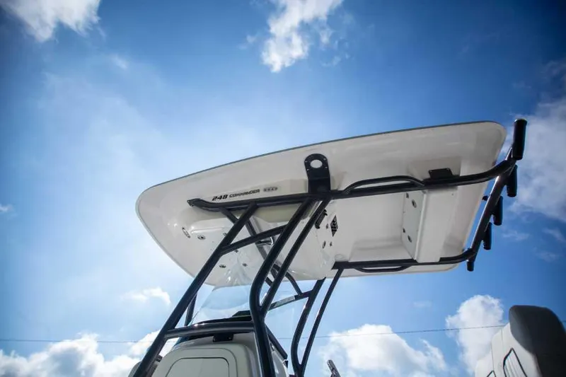 Slide: The Image of Sea Fox 248 Commander 2022 boat top against a clear blue sky. - 1