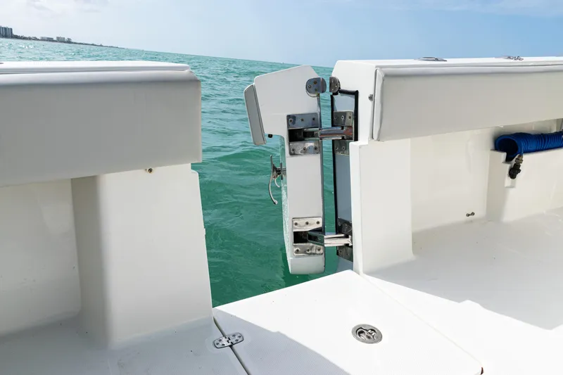 Slide: The Image of 2015 SeaVee 390Z boat with open transom door, ocean view. - 41