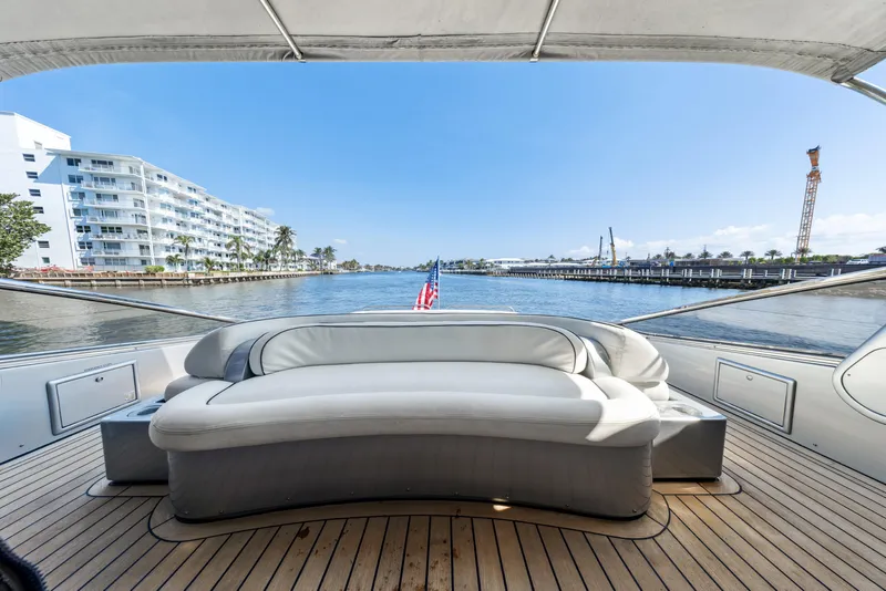 Slide: The Image of Luxury yacht deck view on a 2003 Baia PANTHER 80, featuring waterfront scenery. - 15