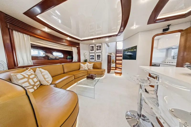 Slide: The Image of Luxurious interior of 2003 Baia Panther 80 yacht with modern furnishings and elegant design. - 40