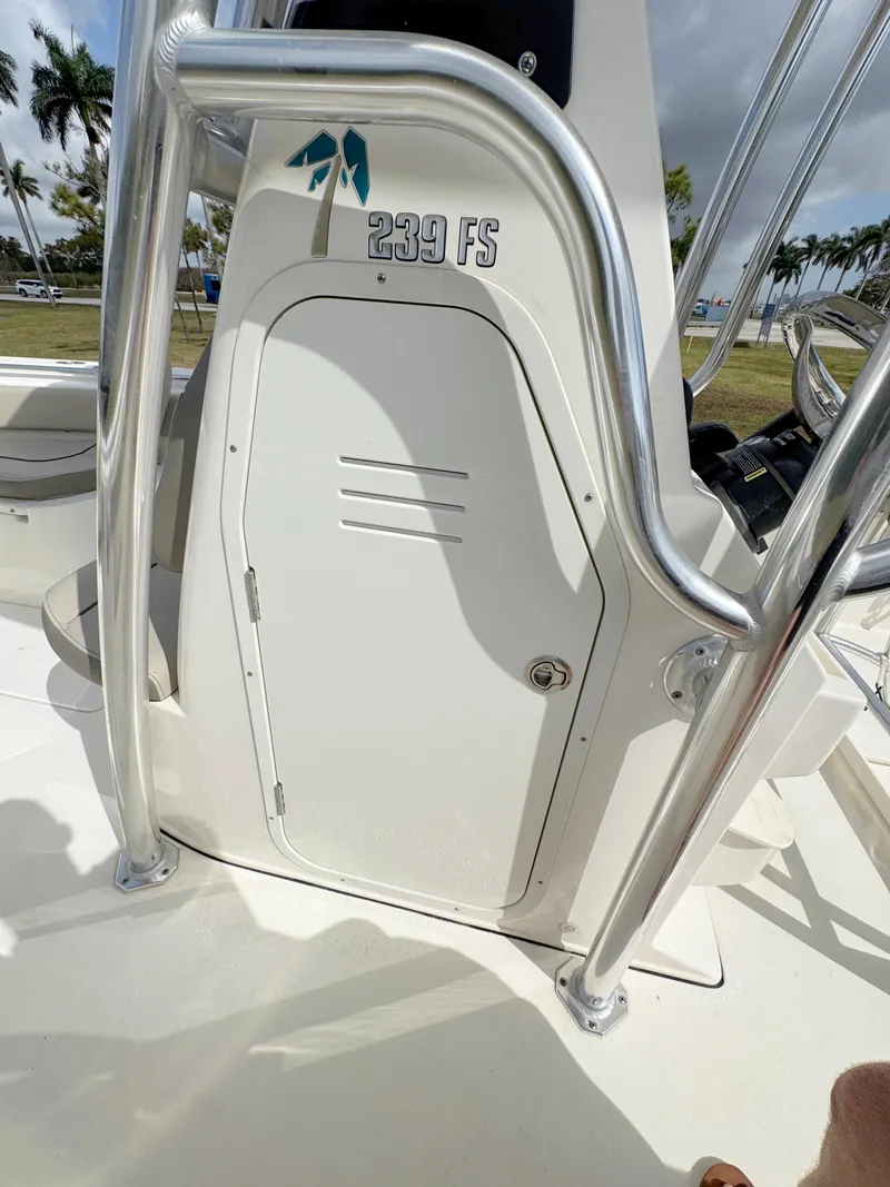 Slide: The Image of 2023 Key West 239 FS boat console with stainless steel railings. - 12
