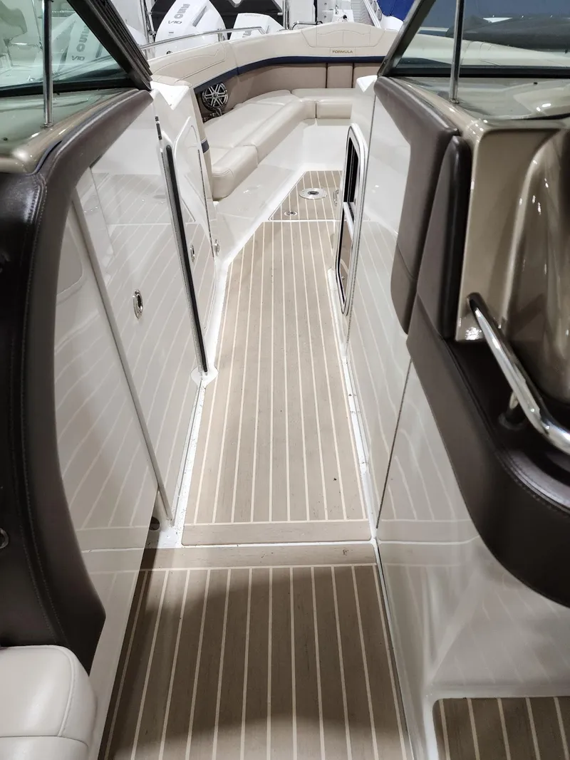 Slide: The Image of 2018 Formula 350 CBR boat interior with sleek seating and modern design. - 6