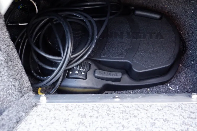 Slide: The Image of Foot pedal and cables in 2022 Crestliner 1950 Super Hawk boat compartment. - 20