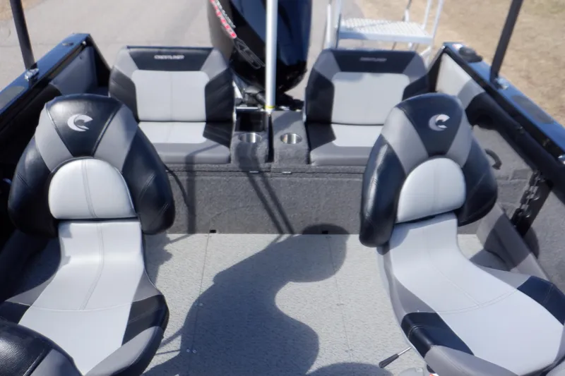 Slide: The Image of 2022 Crestliner 1950 Super Hawk interior with gray and black seating arrangement. - 42