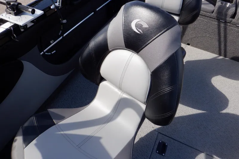 Slide: The Image of 2022 Crestliner 1950 Super Hawk boat seat with black and gray upholstery. - 43