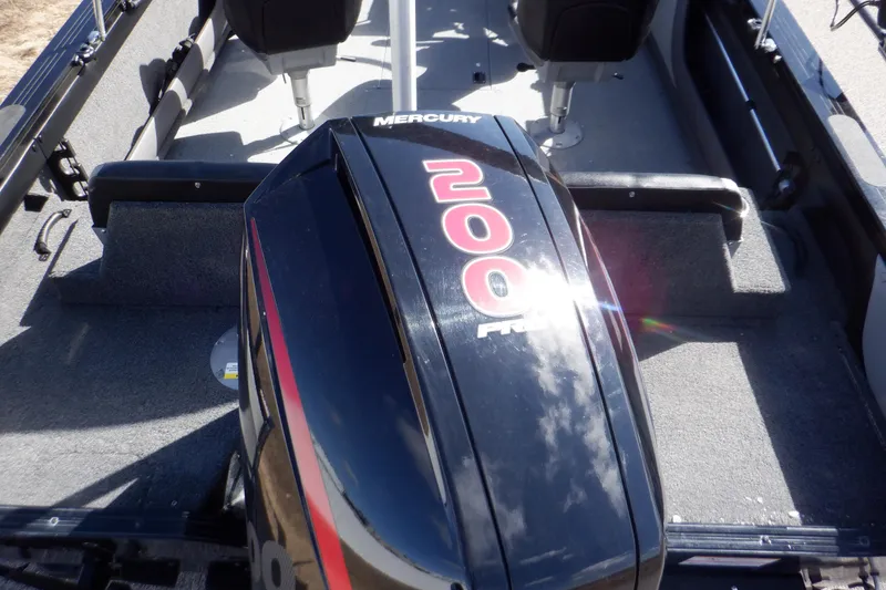 Slide: The Image of 2022 Crestliner 1950 Super Hawk with Mercury 200 HP engine, interior view. - 8