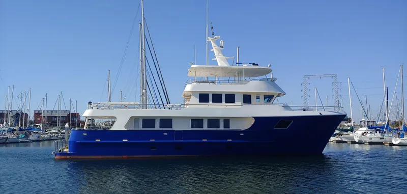 The Image of Allseas Expedition yacht, 2018 model, docked in a marina with clear blue skies. - 0