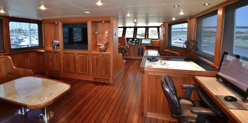 Slide: The Image of Luxurious interior of 2018 Allseas Expedition yacht with wooden decor and modern amenities. - 47
