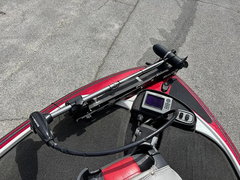 Slide: The Image of 2011 Nitro Z-8 boat with trolling motor and fish finder on deck. - 11