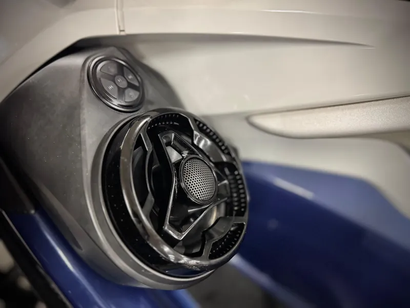 Slide: The Image of 2023 Sea-Doo GTX LTD 300 speaker detail, showcasing sleek design and premium audio features. - 11